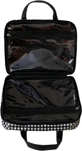 Vista 3 de Steve Madden Estuche cosmético Weekender para mujer, Negroblanco, talla única , Estuche de transporte cosmético