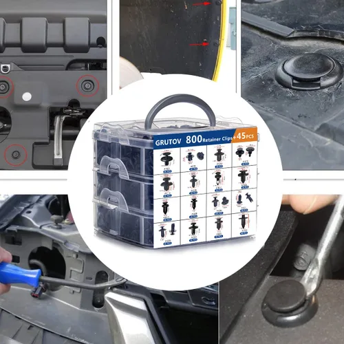 Vista 8 de Clips de retención de empuje para automóvil, tornillos automotrices, carrocería de auto, 845 piezas, kit de juego de pasadores de sujetador