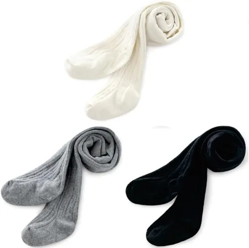 Vista 5 de HLJgift 3 pares de pantalones de algodón para bebés y niñas (4T6T, negro, blanco y gris)
