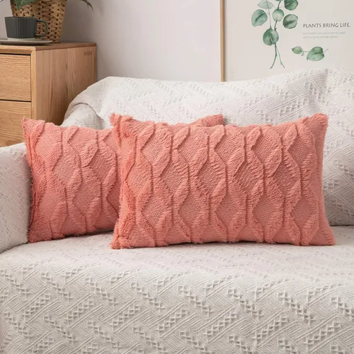 Vista 22 de MIULEE juego de 2 fundas de almohada de lana sintética, bordadas, para sillón, sofá, dormitorio, auto, fundas decorativas