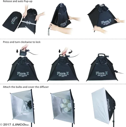 Vista 3 de LINCO Lincostore Flora X LED 1120 Luz de fotografía súper brillante para fotografía, película y estudio de vídeo kit de iluminación AM180