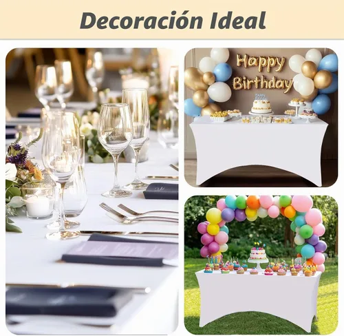 Vista 6 de Fixwal Paquete de 6 Manteles de Mesa Rectangulares, Cubierta de Mesa de 6 Pies, Mantel Blanco Rectangular Ajustado Elástico Rectangular, Cubierta