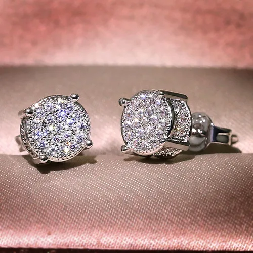 Vista 2 de Aretes de boda para mujer, aretes de diamantes sintéticos para mujer (plata, talla única)