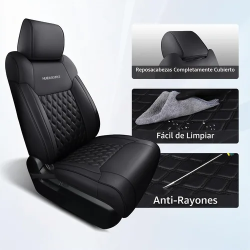 Vista 5 de Huidasource Fundas de asiento delantero para Dodge Ram 1500, 2 fundas de cojín de asiento de cuero impermeables, ajuste personalizado para Ram 1500