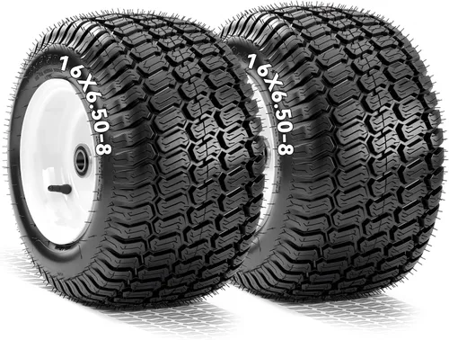 Vista 9 de YITAMOTOR 16X6.50-8 Rueda de cortacésped y conjuntos de neumáticos, 4 capas Amarillo