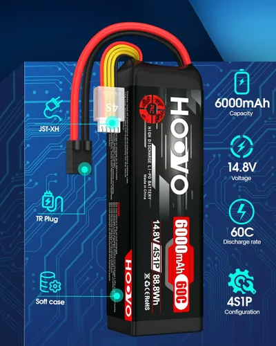 Vista 3 de HOOVO 4S 14.8V 6000mAh 60C LiPo Batería Softcase RC Batería para Heli Avión Helicóptero Quadcopter Drone