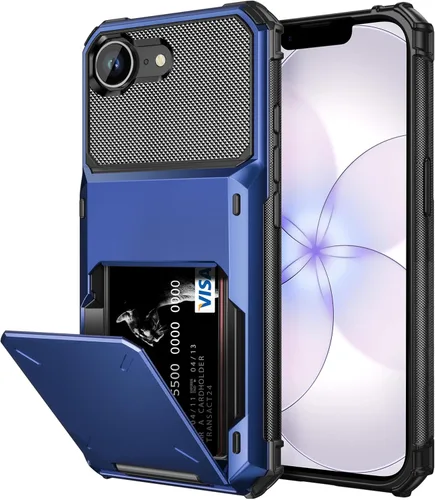 Vista 15 de Vofolen Funda compatible con iPhone 12, cartera 5G, 4 ranuras para tarjetas, tarjetero con bolsillo oculto, doble capa, cubierta trasera protectora