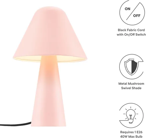 Vista 6 de Modway EEI-6529-PNK Jovial - Lámpara de mesa con forma de hongo de metal, color rosa