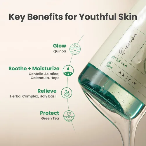 Vista 4 de AXIS-Y Quinoa One Step Balanced Gel Cleanser – Gel limpiador facial hidratante profundo – Gel limpiador facial vegano coreano para el cuidado