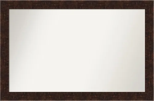 Vista 67 de Amanti Art Espejo de baño de bronce para sobre fregadero, 24 x 24 pulgadas, espejo de tocador cuadrado estrecho de bronce Manhattan, marco de madera