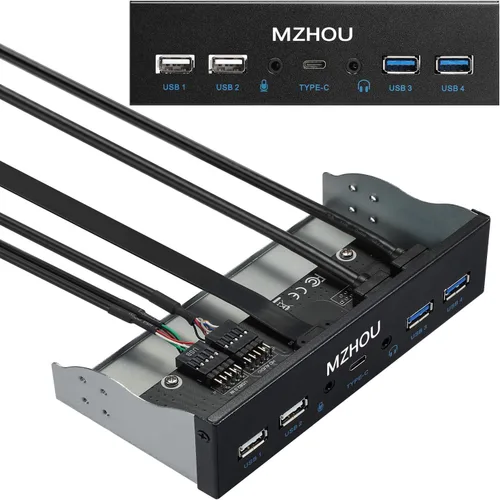 Vista 8 de Tarjeta de expansión de concentrador de panel frontal USB 3.0 de 8 puertos - con cables de 19 pines y SATA, 5 tornillos de montaje - Compatible