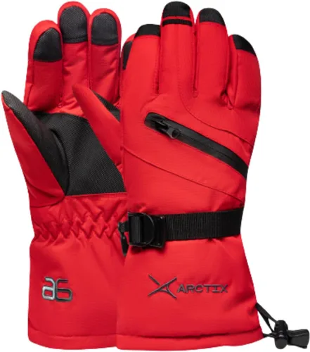 Vista 5 de Arctix Guantes de descenso aislados para mujer, Rojo - Negro
