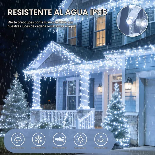 Vista 7 de Cadena de 200 luces LED de 98 pies, impermeables con 8 modos con memoria, fuente de alimentación certificada por UL de 30 V para el hogar, jardín