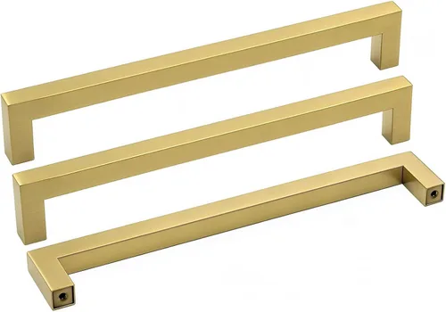 Vista 16 de Goldenwarm Paquete de 10 manijas cuadradas de bronce champán de 3 pulgadas (2.992 in) para armarios de cocina, armarios, aparadores y accesorios
