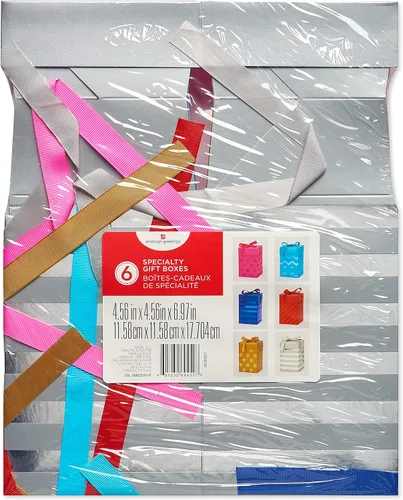 Vista 3 de Cajas de regalo American Greetings a presión, multicolor con diseños (6 cajas)
