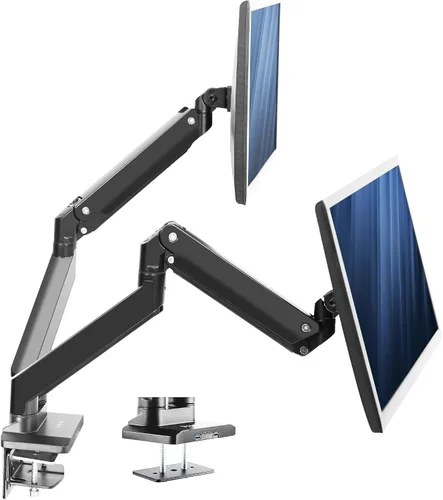 Vista 10 de VIVO Brazos resistentes de aluminio de alta calidad, se adapta a 2 monitores ultraanchos de hasta 38 pulgadas, soporte de escritorio para monitor