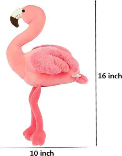Vista 2 de Peluche de flamenco suave de 16 pulgadas de alto, juguetes de peluche de flamenco rosa para decoración del hogar, animales de peluche, regalo