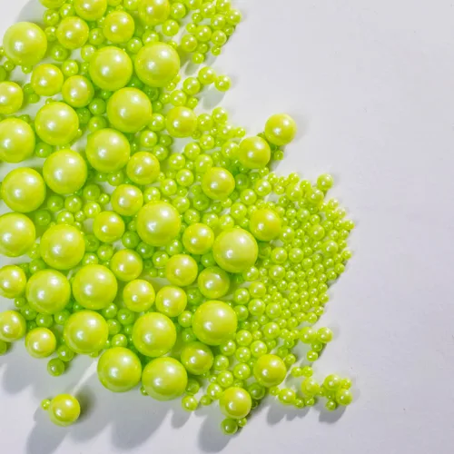 Vista 4 de Gránulos de perlas verdes, chispas para pasteles, chispas de galletas, perlas de azúcar, perlas de caramelo comestibles, 4.59 oz, 4.6 onzas