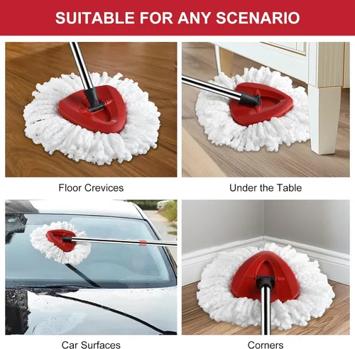 Vista 3 de Paquete de 6 trapeadores giratorios de repuesto y 1 paquete de base de trapeador compatible con O Cedar EasyWring Spin Mop, repuestos de trapeador