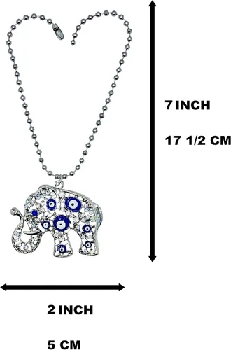 Vista 2 de LUCKBOOSTIUM Elegante adorno colgante de elefante plateado en cadena de bolas, dije y signo de buena suerte y bendición, accesorios decorativos