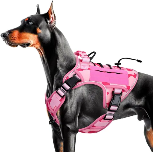 Vista 29 de Arnés táctico para perros grandes, chaleco reflectante ajustable sin tirones con sistema Molle, control de grado militar K9 para entrenamiento