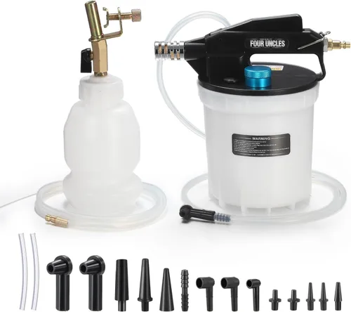 Vista 8 de 2L Kit de bomba de vacío de purga de frenos neumática con 13 adaptadores Brake Fluid Bleeder Kit with 2 Silicon Bleed Hoses & 1L Refilling Bottle