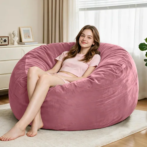 Vista 86 de Sillón puff de 3 pies Sillón estilo puff grande de 3 pulgadas con relleno de espuma viscoelástica, sofá suave con funda de terciopelo holandés