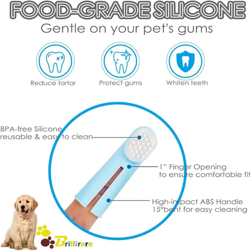 Vista 3 de Juego de 12 cepillos de dientes para perros, cepillos de dientes de silicona suave, limpieza de dientes de gato de doble cabeza y cuidado dental