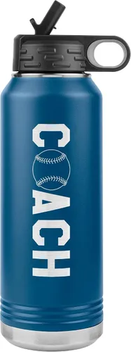 Vista 11 de Botella de agua de entrenador de béisbol, 32 onzas, con tapa abatible de acero inoxidable grabada, con pajita, regalo de entrenador de béisbol, Negro