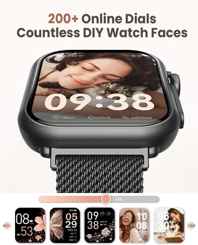 Vista 7 de Relojes inteligentes de 1.83 "para mujeres y hombres, reloj de fitness 5ATM Negro