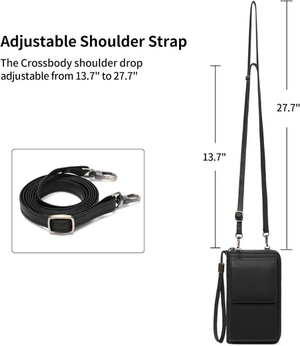 Vista 6 de SENDEFN Bolso cruzado pequeño para teléfono celular para mujer, de cuero, con múltiples ranuras para tarjetas