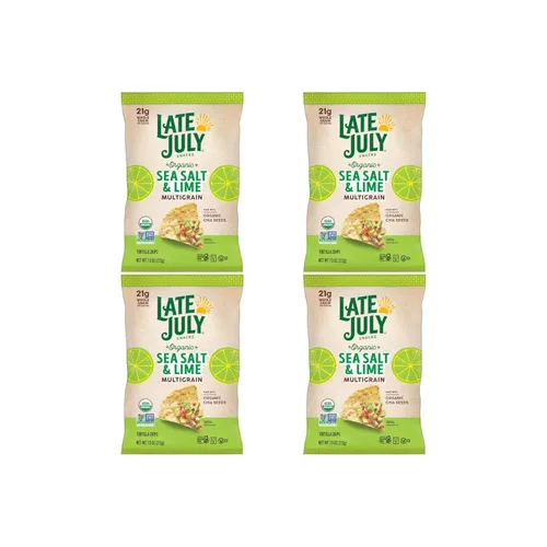 Vista 10 de Late July Chips de tortilla multigrano orgánicos con sal marina, 7.5 onzas