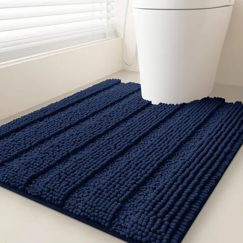 Vista 89 de ACCUMTEK - Juego de alfombras de baño a rayas beige de 3 piezas, ultrasuaves, antideslizantes de chenilla, alfombras de baño mullidas y absorbentes