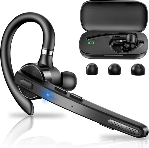 Vista 15 de Auriculares Bluetooth, 72H trabajo auricular inalámbrico de un solo oído Verde militar sólido