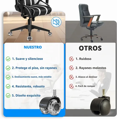 Vista 4 de Sytopia Base de silla de oficina de 28 pulgadas con ruedas, juego de 5, base de silla de escritorio resistente de 2600 libras, ruedas suaves y Negro