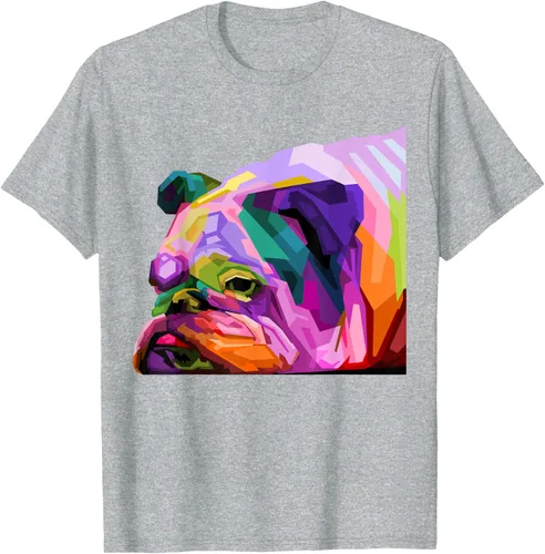 Vista 38 de Camiseta de retrato pop artístico de bulldog británico inglés para dueños de perros, Negro, S