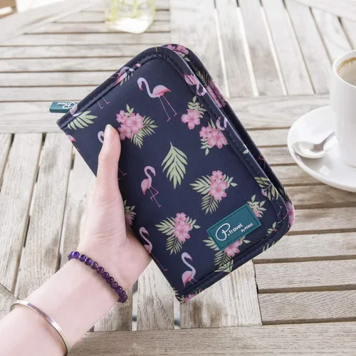 Vista 5 de VanFn Cartera para pasaporte de viaje, soporte para pasaporte para familia, serie P.Travel (flamenco), Flamingo, talla única, Cartera de viaje