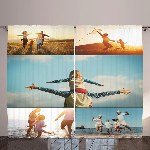 Vista 2 de Ambesonne Cortinas personalizables con fotos, cortinas de ventana para sala de estar, dormitorio, 2 paneles, pieza de acento para todas