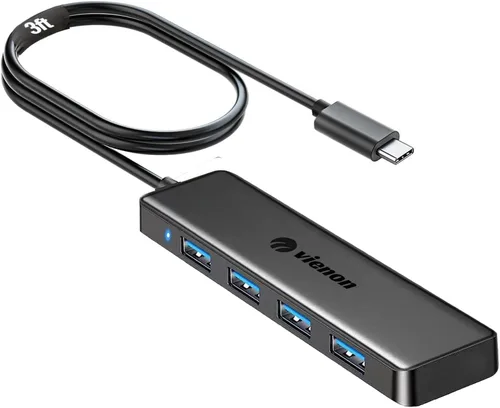 Vista 13 de Concentrador USB 3.0, VIENON USB Hub con 4 Puertos USB 3.0 Hembra, Divisor USB Extensor USB para PC, Portátil, Xbox, PS4/5, Unidad Flash, HDD