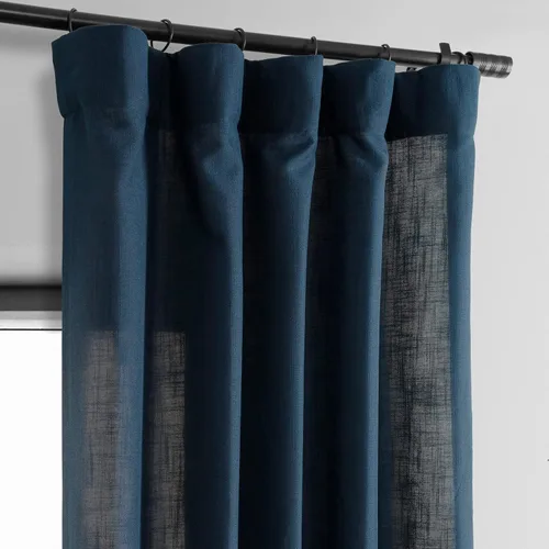 Vista 4 de HPD Half Price Drapes Cortinas clásicas de lino sintético semitransparentes para sala de estar (1 panel) que filtran la luz de 96 pulgadas de largo
