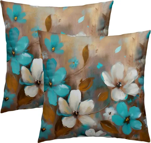 Vista 48 de Giwawa Juego de 2 fundas de almohada decorativas con diseño floral de girasol de 16 x 16 pulgadas, fundas de cojín decorativas para el hogar, sofá