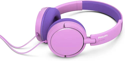 Vista 5 de PHILIPS K2019 - Audífonos ligeros con cable para niños, micrófono integrado, volumen seguro limitado, plegable y duradero, color rosa
