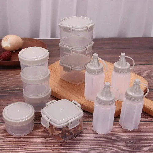Vista 2 de Gbrand - 12 unidades de mini botellas de plástico para exprimir salsas, condimentos, recipientes para aderezos para ensaladas, accesorios de cocina