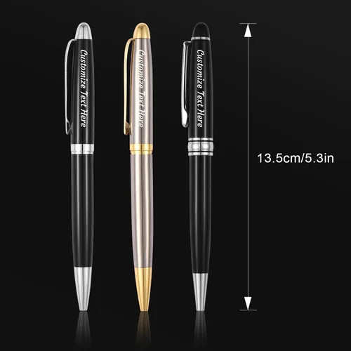 Vista 7 de OXYEFEI Bolígrafo de lujo, bolígrafos de lujo personalizados para oficina de negocios, bolígrafo ejecutivo con 2 lugares para grabar texto