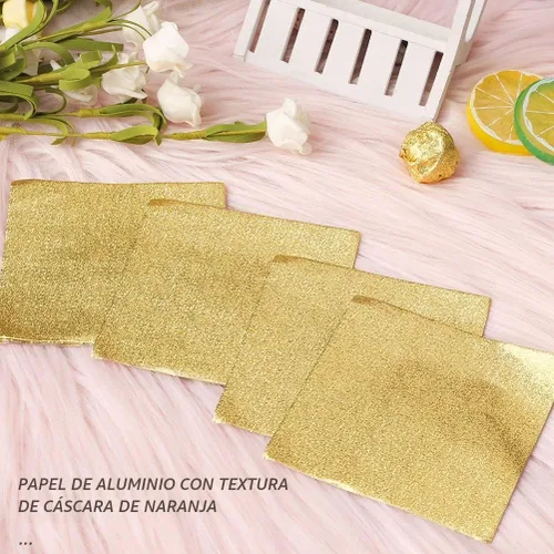 Vista 2 de 200 envoltorios de caramelo de aluminio, papel de regalo cuadrado de Dorado