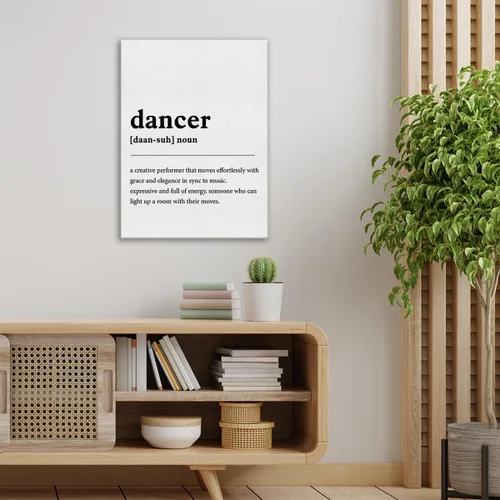 Vista 4 de Lienzo impreso con definición de bailarín, arte de pared, decoración de oficina en casa, pintura moderna con cita para colgar, obra de arte