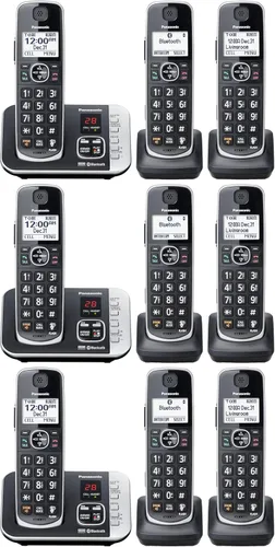 Vista 11 de Panasonic Link2Cell - Sistema de teléfono inalámbrico expandible Bluetooth DECT 6.0 con contestador automático y bloqueo de llamadas - 3 auriculares