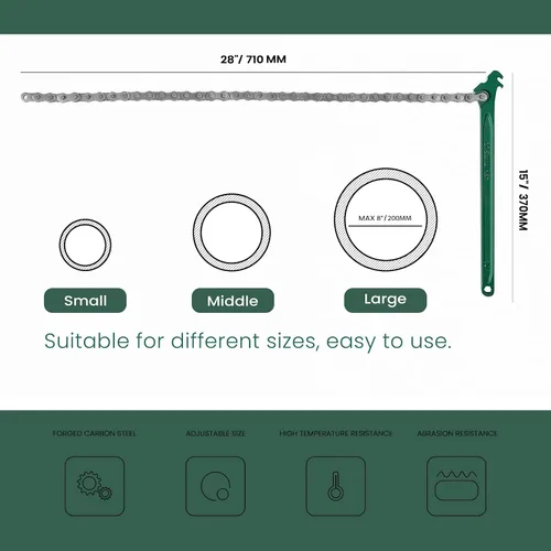 Vista 10 de Llave de cadena resistente de 15 pulgadas para semirremolque, llave inglesa de trinquete ajustable para filtro de aceite para accesorios de tubería