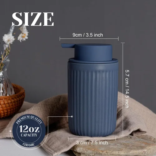 Vista 2 de INGOFIN Dispensador de Jabón Espumoso Cerámico - Dispensador de Jabón de Mano de 12oz Espumoso para Baño, Dispensador de Platos Moderno y Recargable