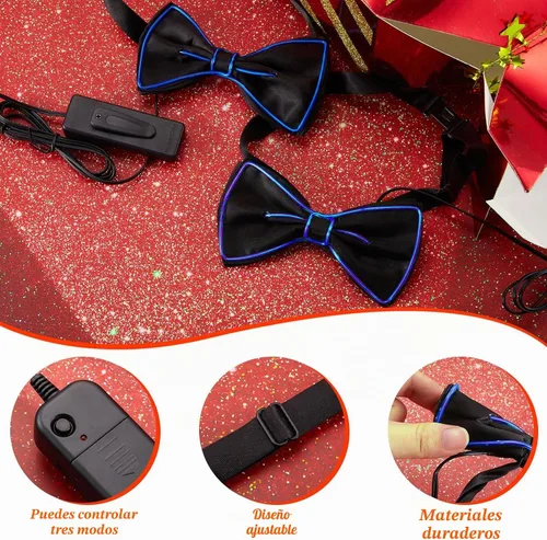 Vista 5 de Hercicy Halloween Carnival LED Light up Bow Tie for Women Men Azul